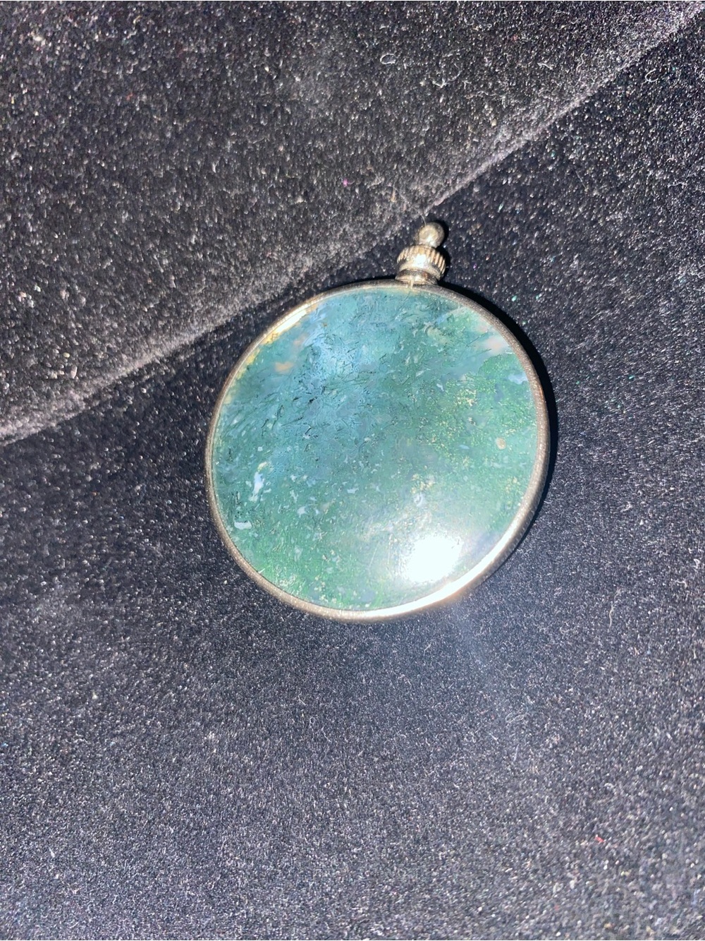 VINTAGE-stone pendant with silver coin edge